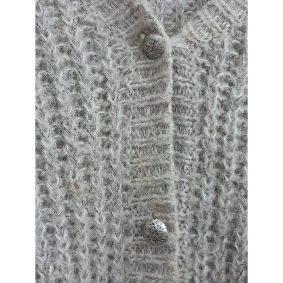 Vtg Womens Wool Blend Soft & Comfy Cableknit Size 8 Grandmacore Cardigan Tan - Picture 2 of 6